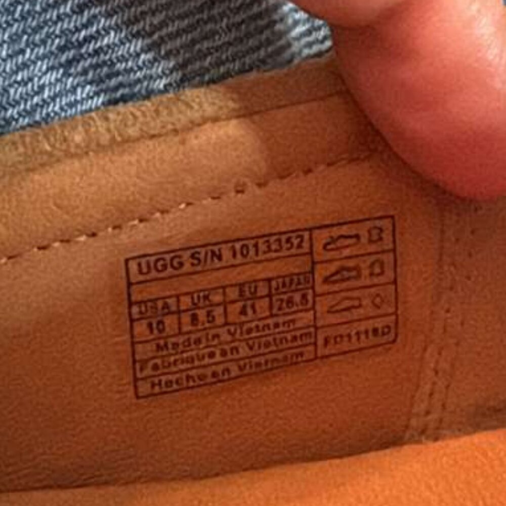 UGG Tan Suede Slip-On Loafers with Gold Accent - Picture 6 of 6
